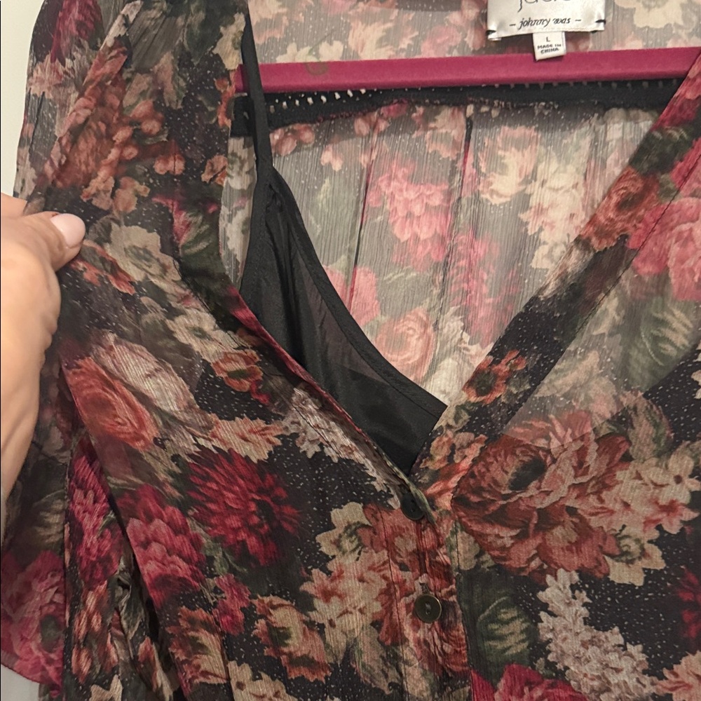 Johnny Was - Jade Floral Maxi Dress - Red and Black - Picture 4 of 8